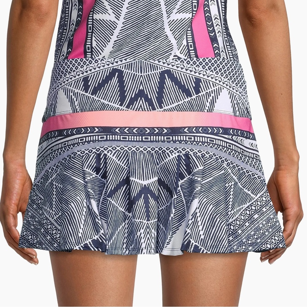 NWT • Lucky in Love • Santa Fe Glow Printed Jersey Tennis Skort • Size L • Navy